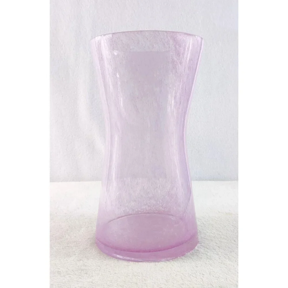 Hourglass Vase Glass Swirl Speckled Lilac H8.25
